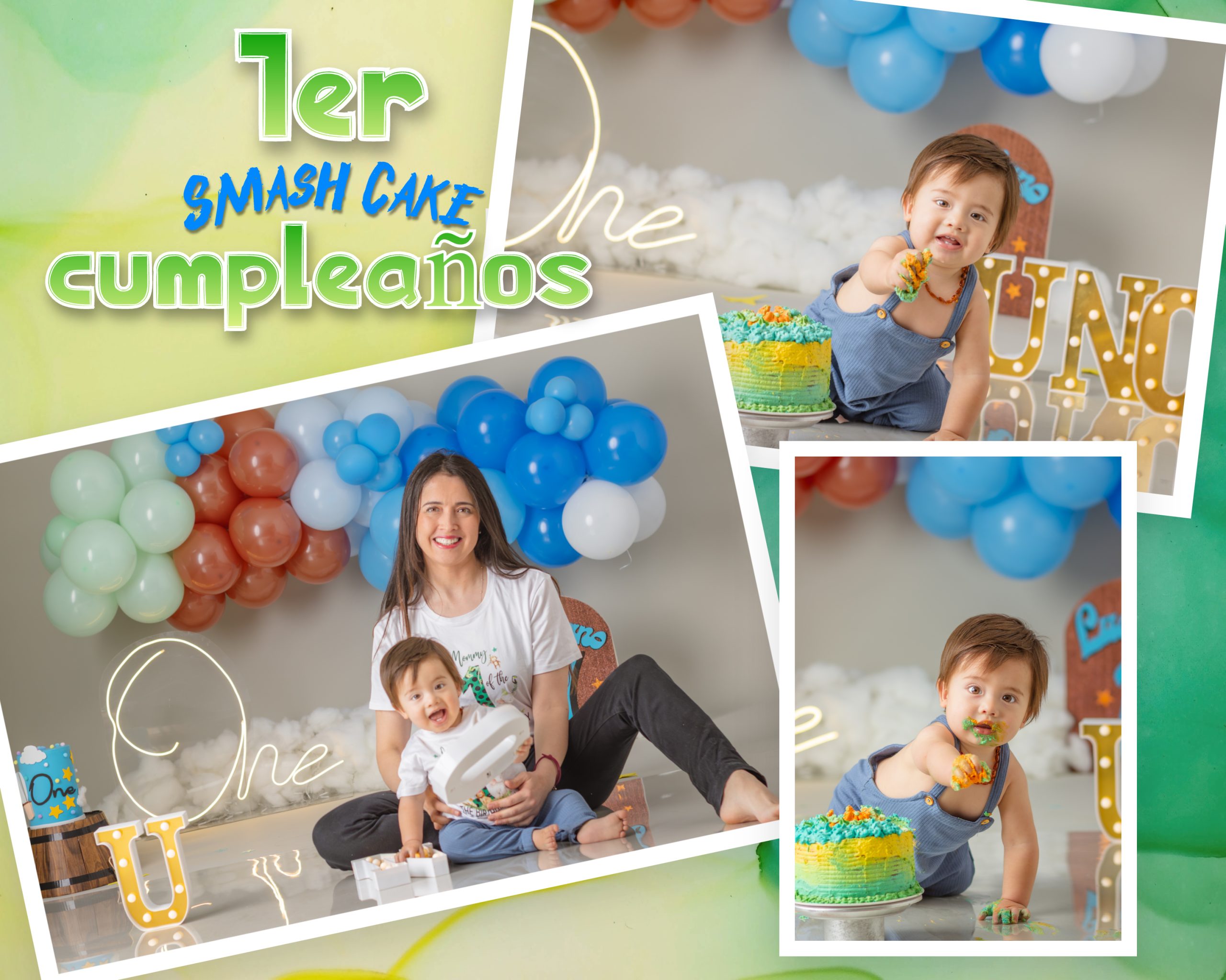 Fotografía profesional en estudio del primer cumpleaños de un bebé en Concepción.